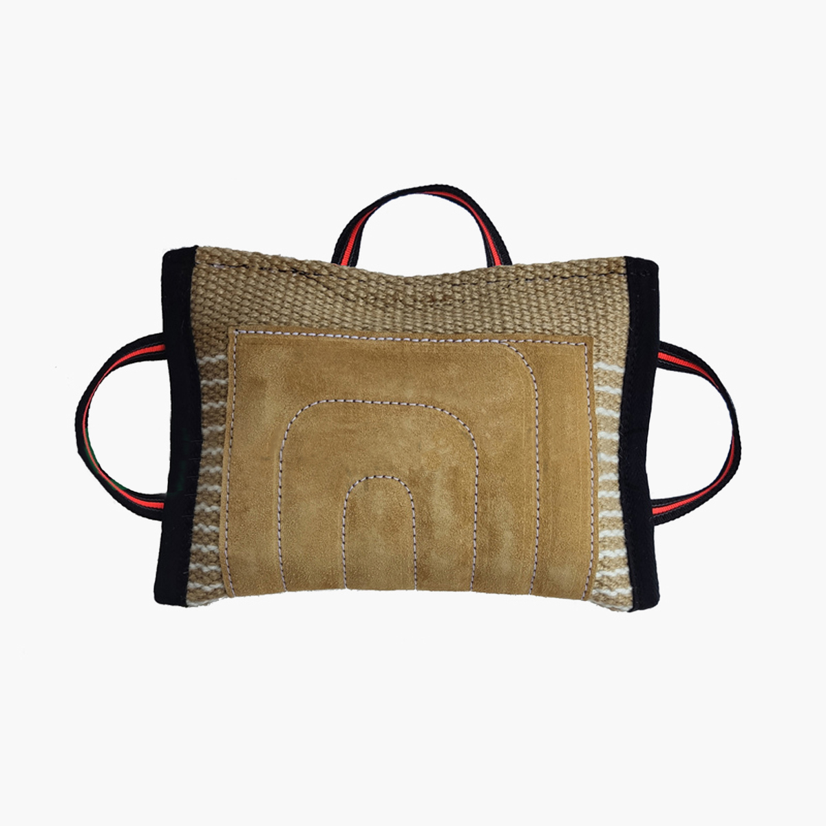 BD Klin poduszka z trzema rączkami 36 x 26 cm - juta + skóra