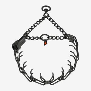 HS Kolczatka treningowa ULTRA PLUS - łańcuszek i zapięcie ClickLock - czarna stal nierdzewna - małe ogniwo - 43 cm