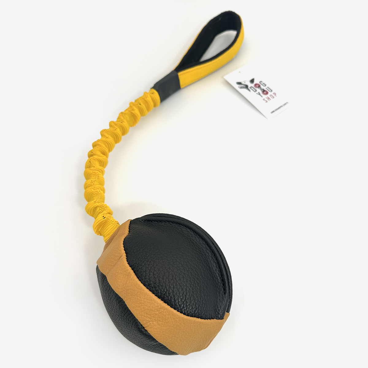 BD Piłka rugby dla psa z amortyzatorem - MAŁA - naturalna skóra - obrazek 3